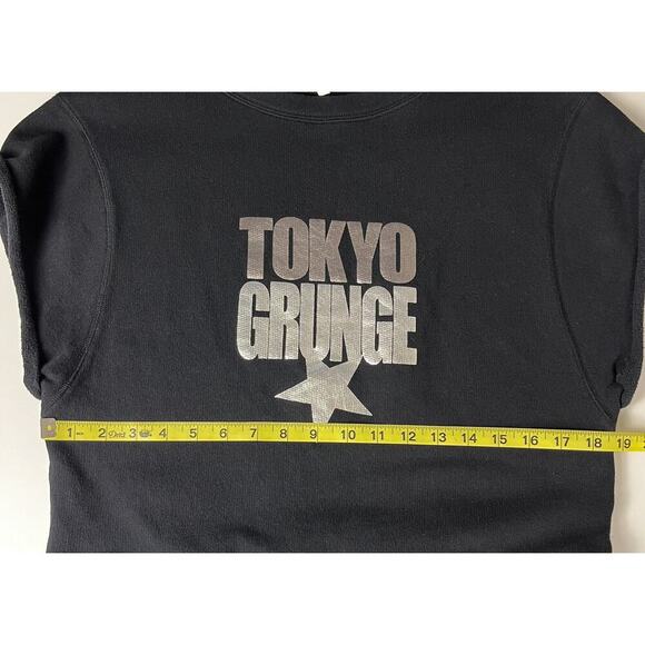 Sandro Paris Tokyo Grunge Crop Sweatshirt 2  Black Silver - Picture 8 of 9